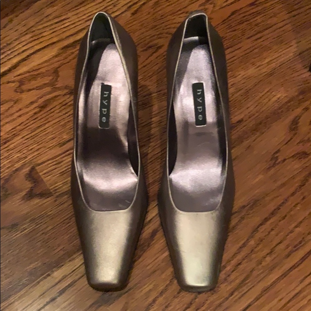 Hype square toe leather heels